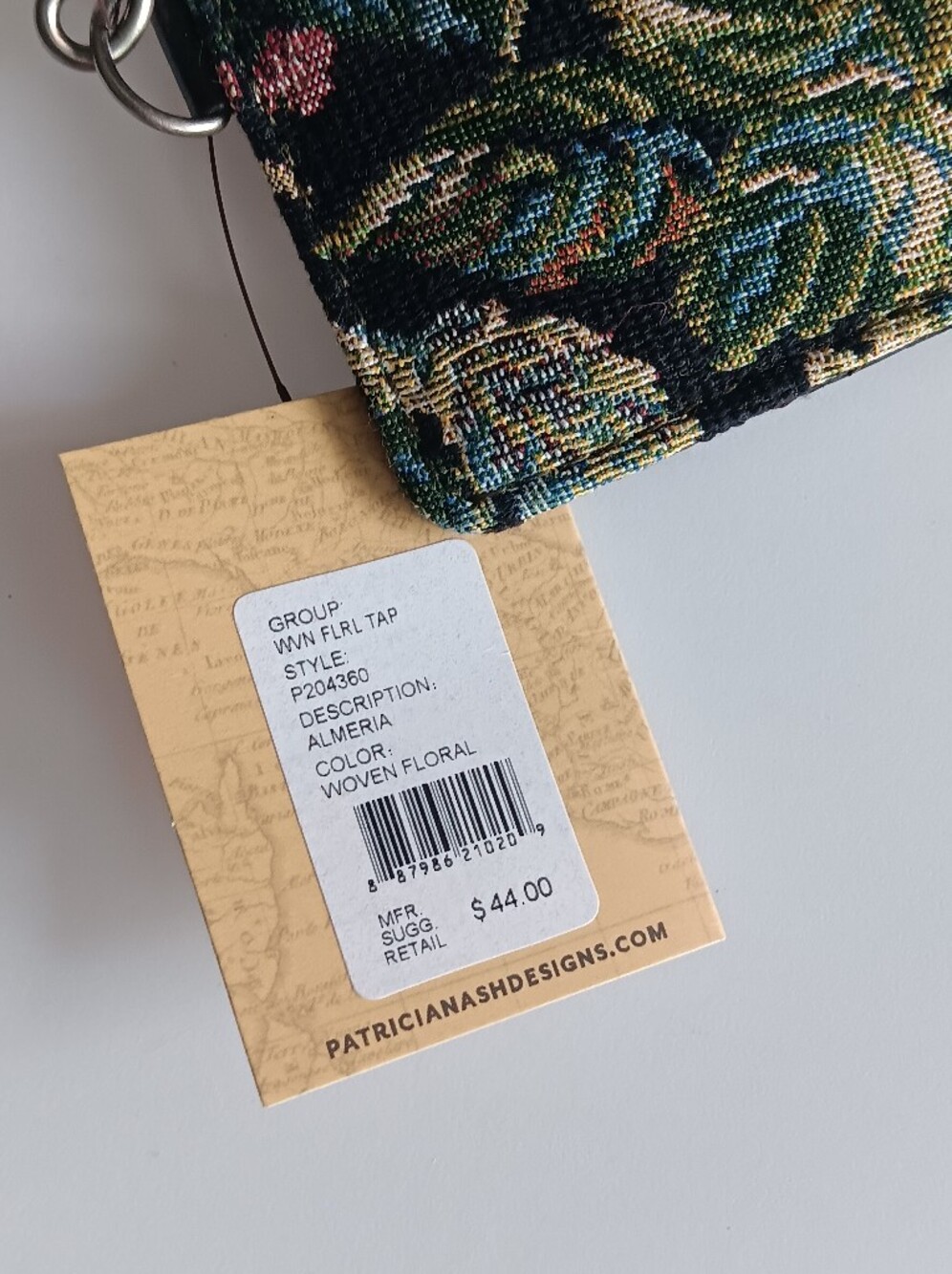 Patricia Nash Leather Woven Floral Tapestry Wristlet Card Wallet Almeria Black - Picture 6 of 12